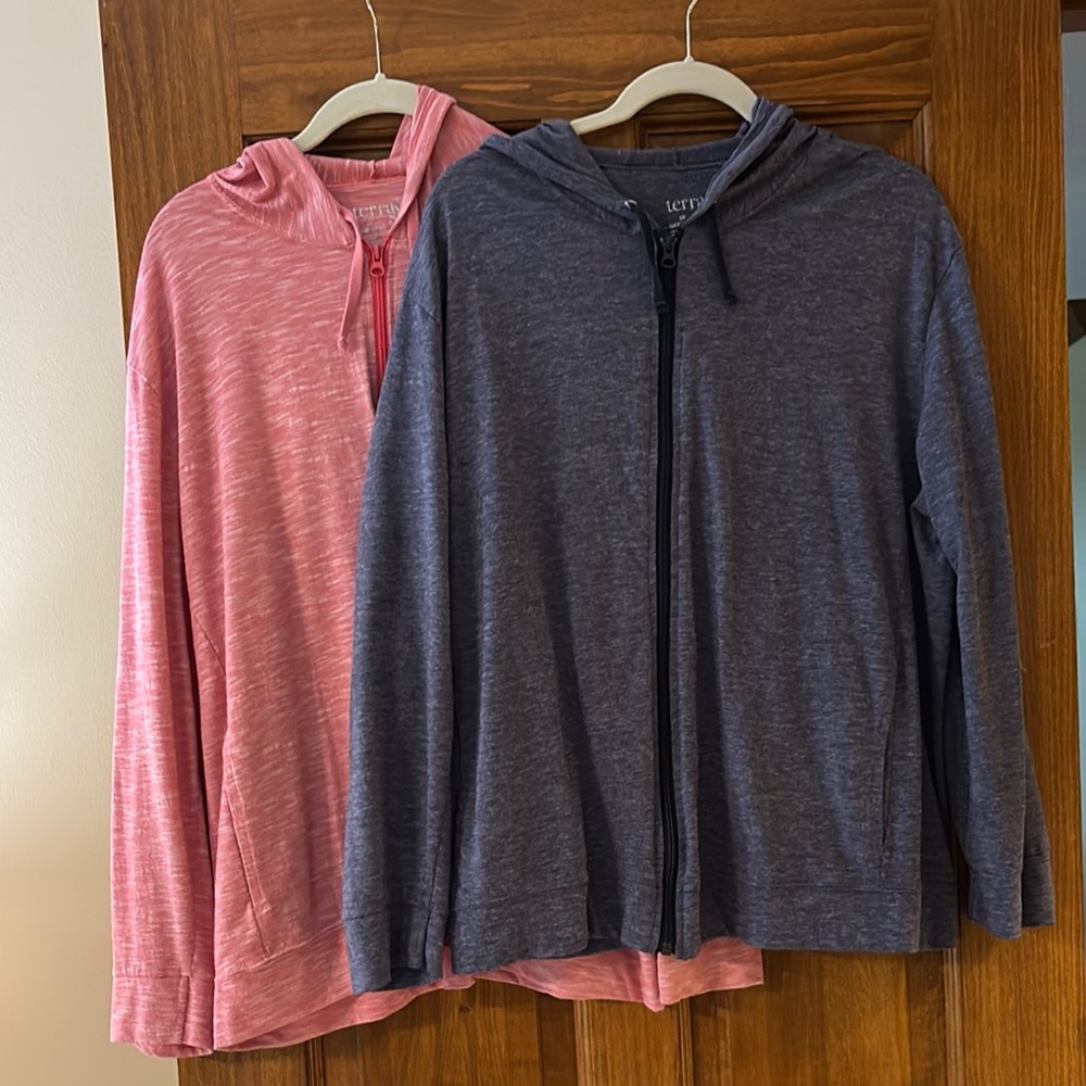 Pink and Blue - Gray Lightweight Hooded Sweatshirts